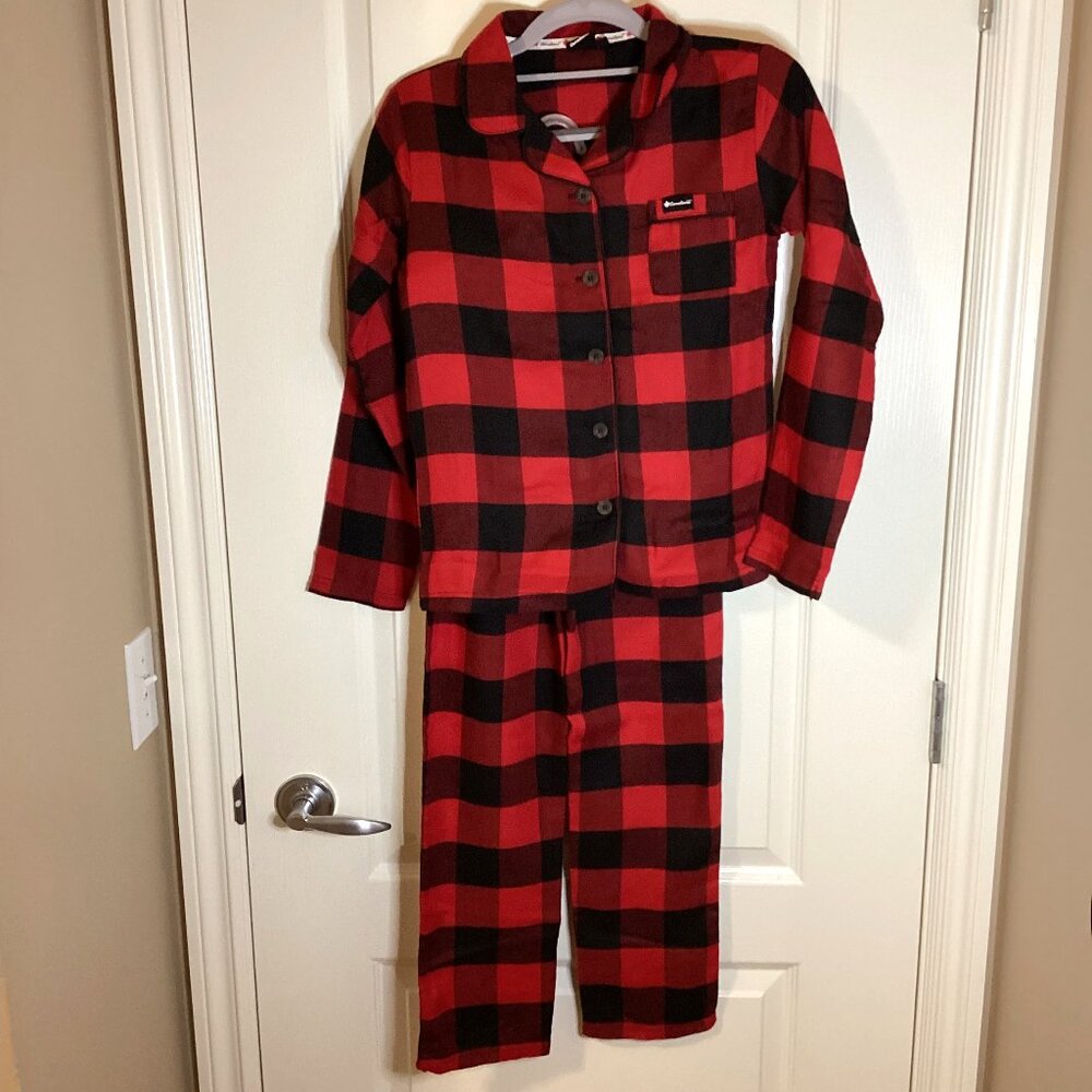 Canadiana Youth Red Black Plaid Pajama Matching Set Size M 7 / 8 Yrs Sleepwear